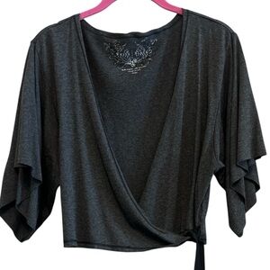 White House Black Market Charcoal Wrap Cardigan Size Large